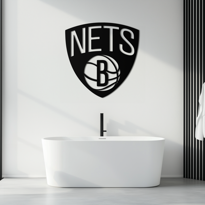 Brooklyn Nets Logo Silhouette Metal Wall Art – Modern Sports-Inspired Decor - KAF669 - Tampa Home & Garden Store