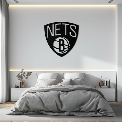 Brooklyn Nets Logo Silhouette Metal Wall Art – Modern Sports-Inspired Decor - KAF669 - Tampa Home & Garden Store