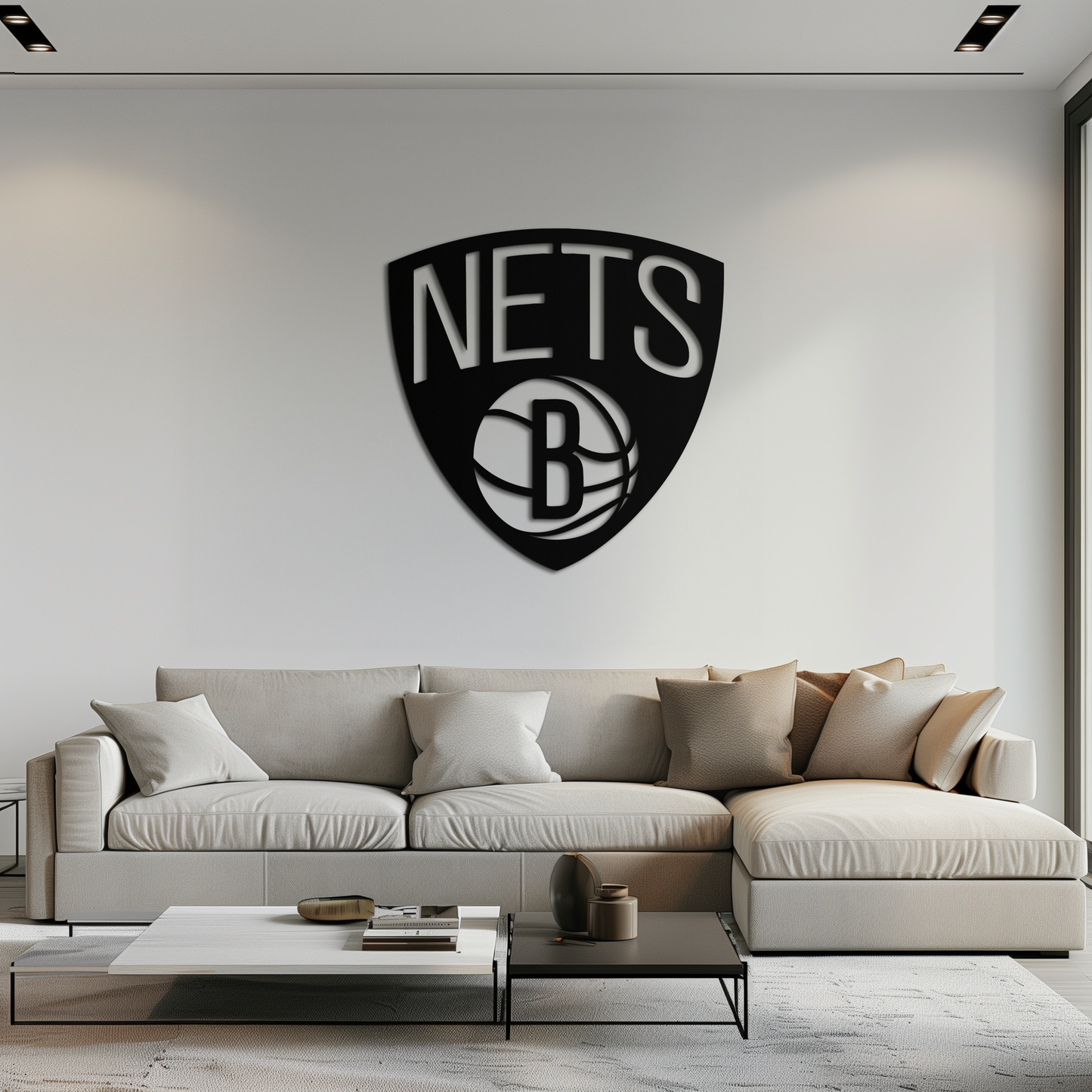 Brooklyn Nets Logo Silhouette Metal Wall Art – Modern Sports-Inspired Decor - KAF669 - Tampa Home & Garden Store
