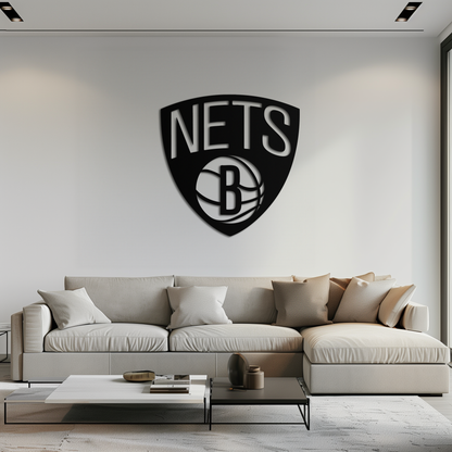 Brooklyn Nets Logo Silhouette Metal Wall Art – Modern Sports-Inspired Decor - KAF669 - Tampa Home & Garden Store