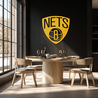 Brooklyn Nets Logo Silhouette Metal Wall Art – Modern Sports-Inspired Decor - KAF669 - Tampa Home & Garden Store