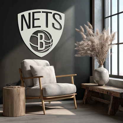 Brooklyn Nets Logo Silhouette Metal Wall Art – Modern Sports-Inspired Decor - KAF669 - Tampa Home & Garden Store