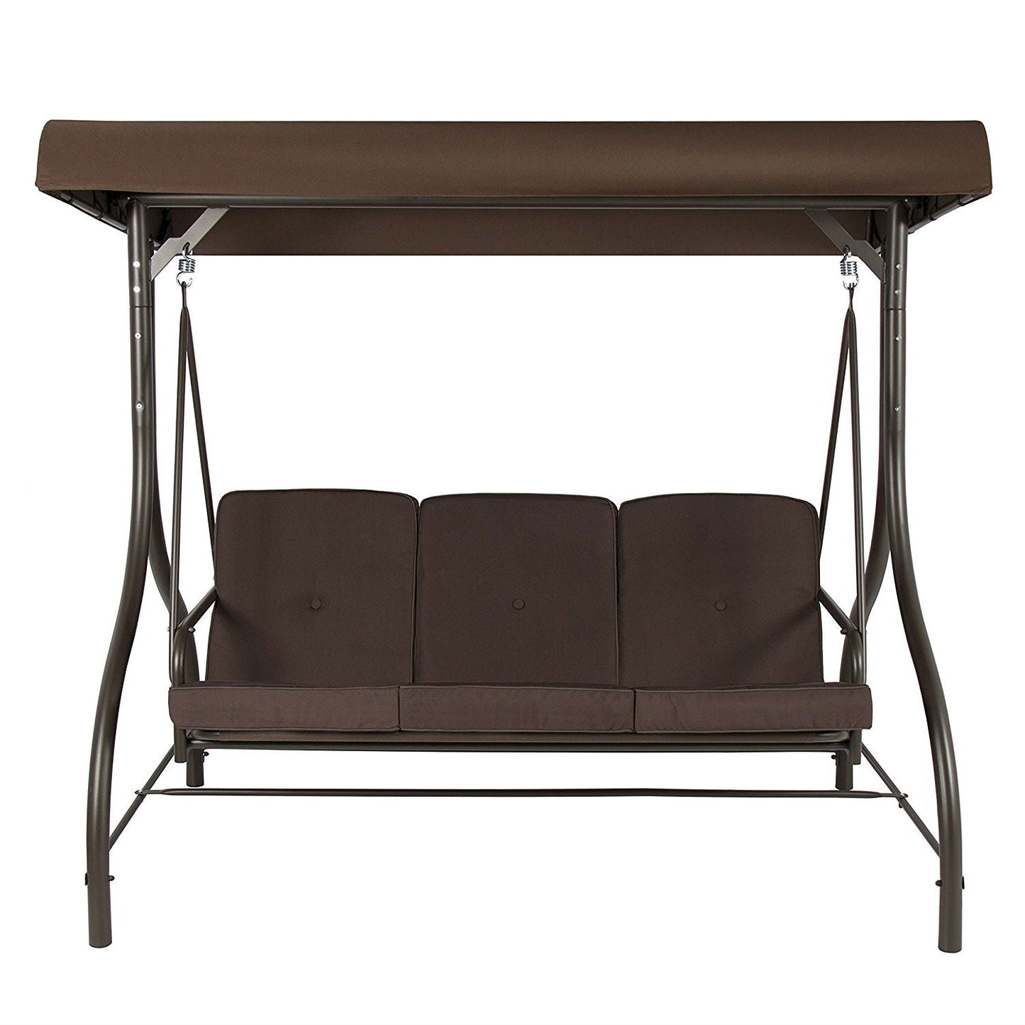 Brown 3-Person Outdoor Porch Swing with Canopy - Tampa Home & Garden Store