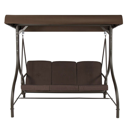 Brown 3-Person Outdoor Porch Swing with Canopy - Tampa Home & Garden Store