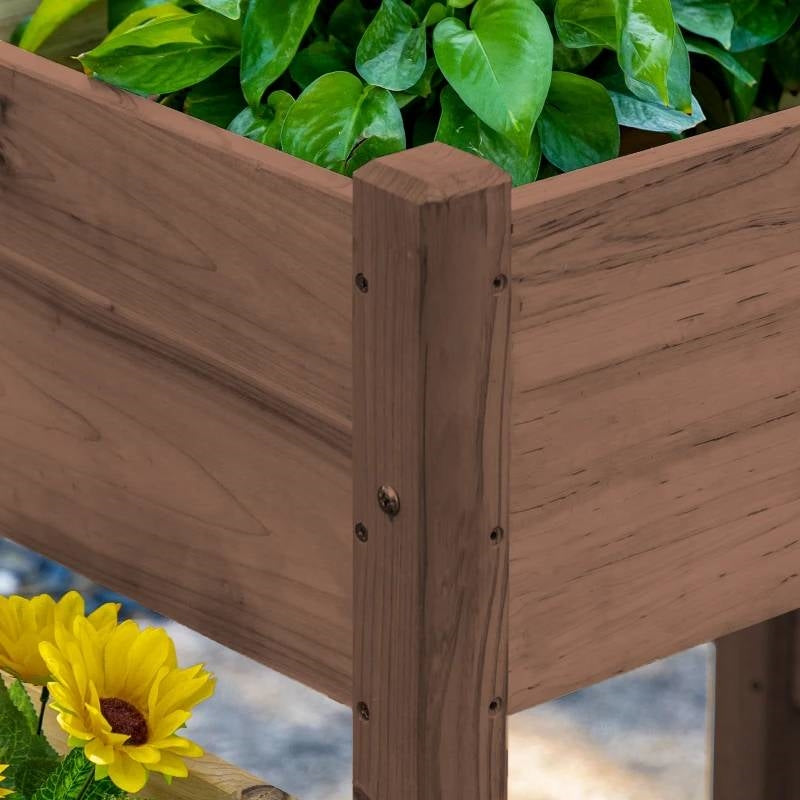 Brown 3 Wooden Elevated Planter Raised Garden Beds - Tampa Home & Garden Store