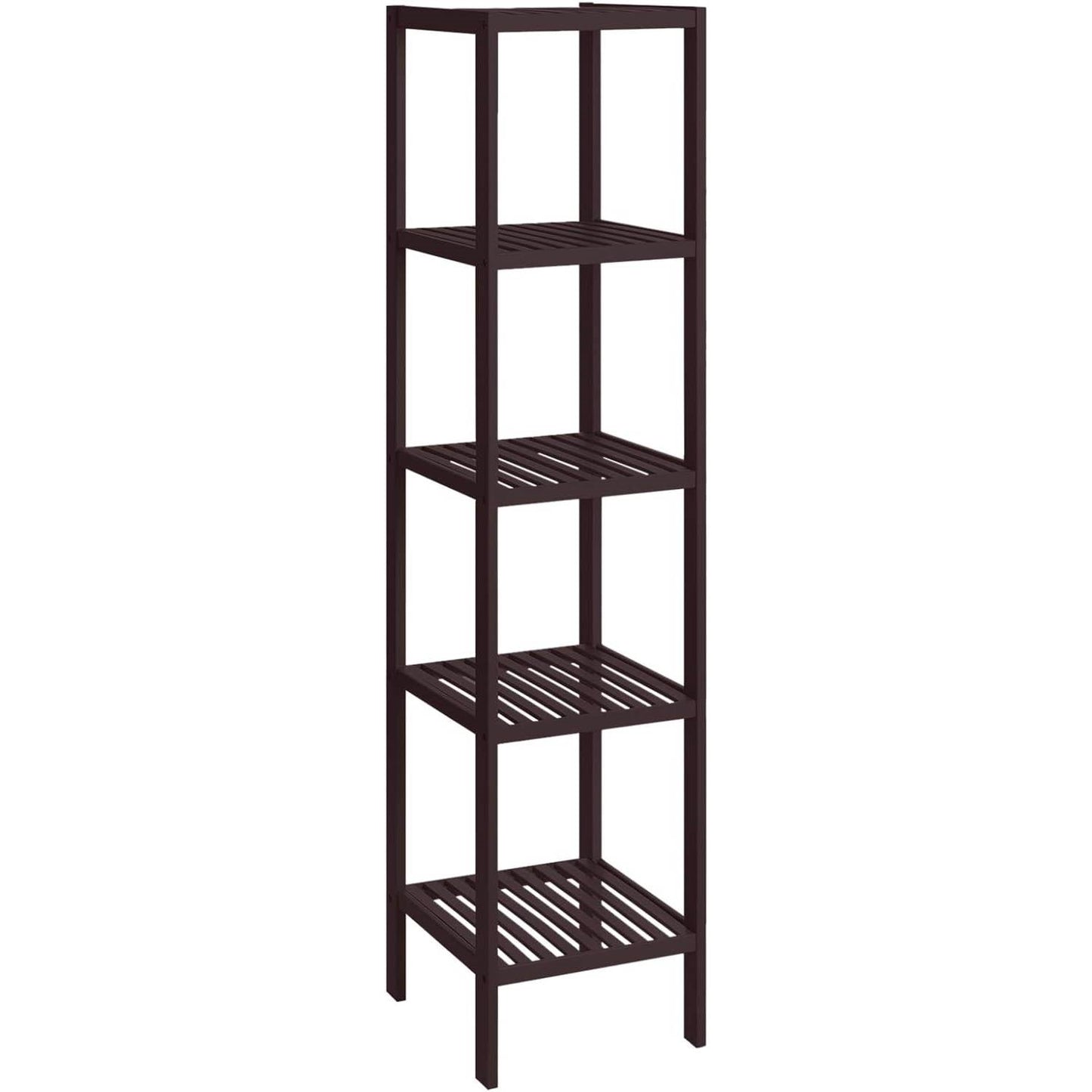 Brown Bamboo Wood 4-Shelf Versatile Storage Unit Rack Narrow Bookcase - Tampa Home & Garden Store