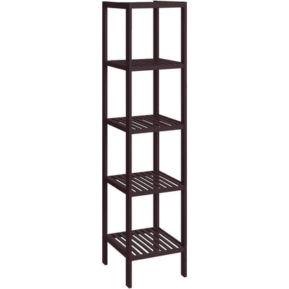 Brown Bamboo Wood 4-Shelf Versatile Storage Unit Rack Narrow Bookcase - Tampa Home & Garden Store