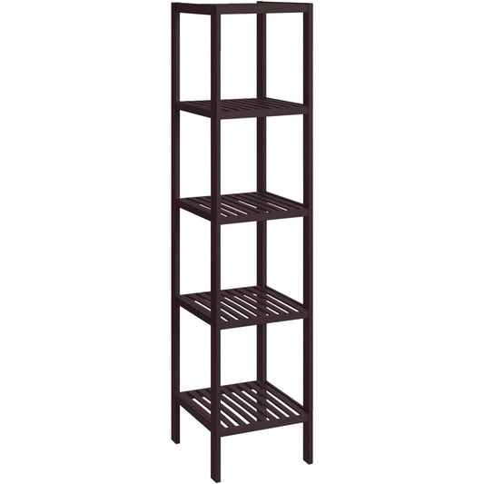 Brown Bamboo Wood 4-Shelf Versatile Storage Unit Rack Narrow Bookcase - Tampa Home & Garden Store