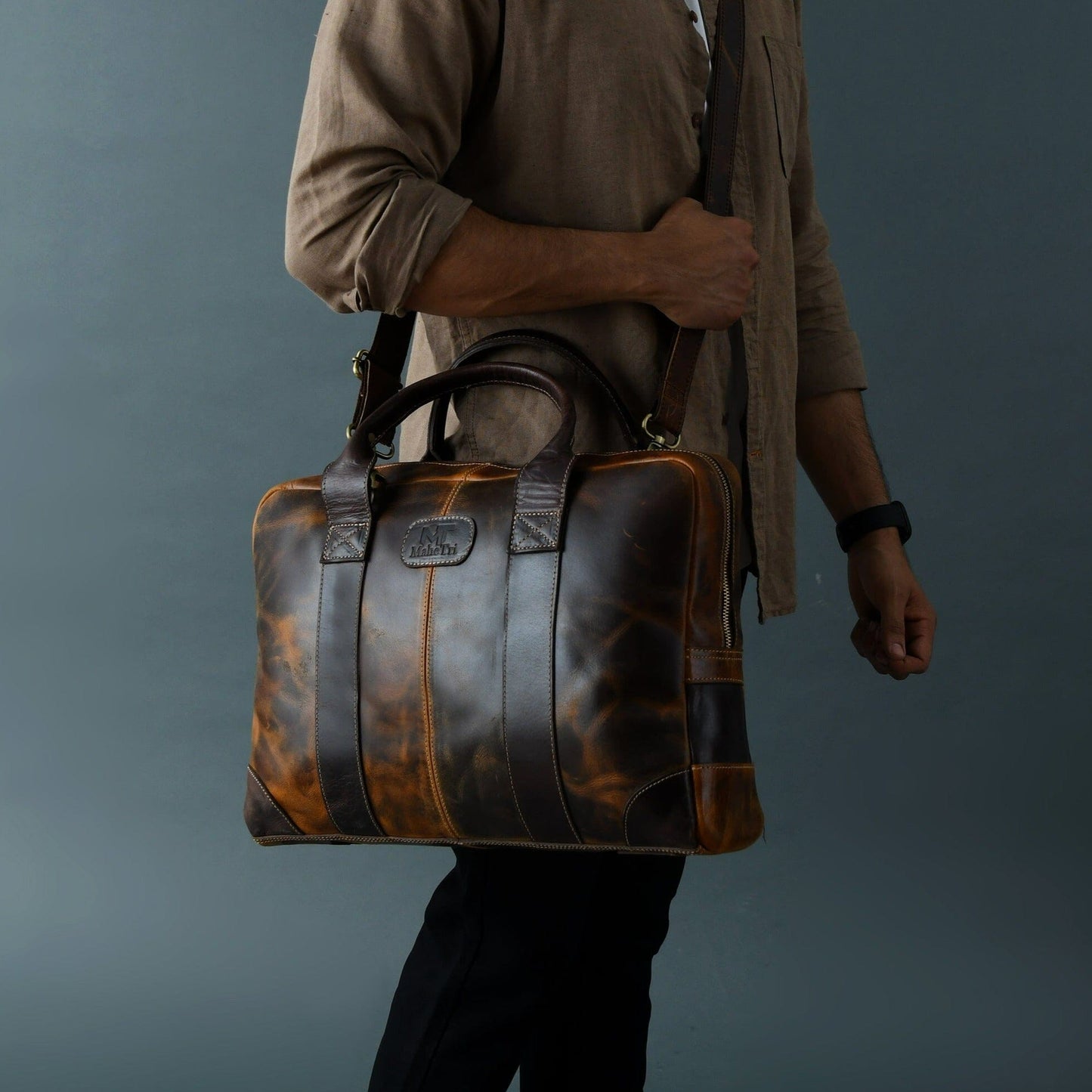 Brown Jefferson Briefcase - Tampa Home & Garden Store
