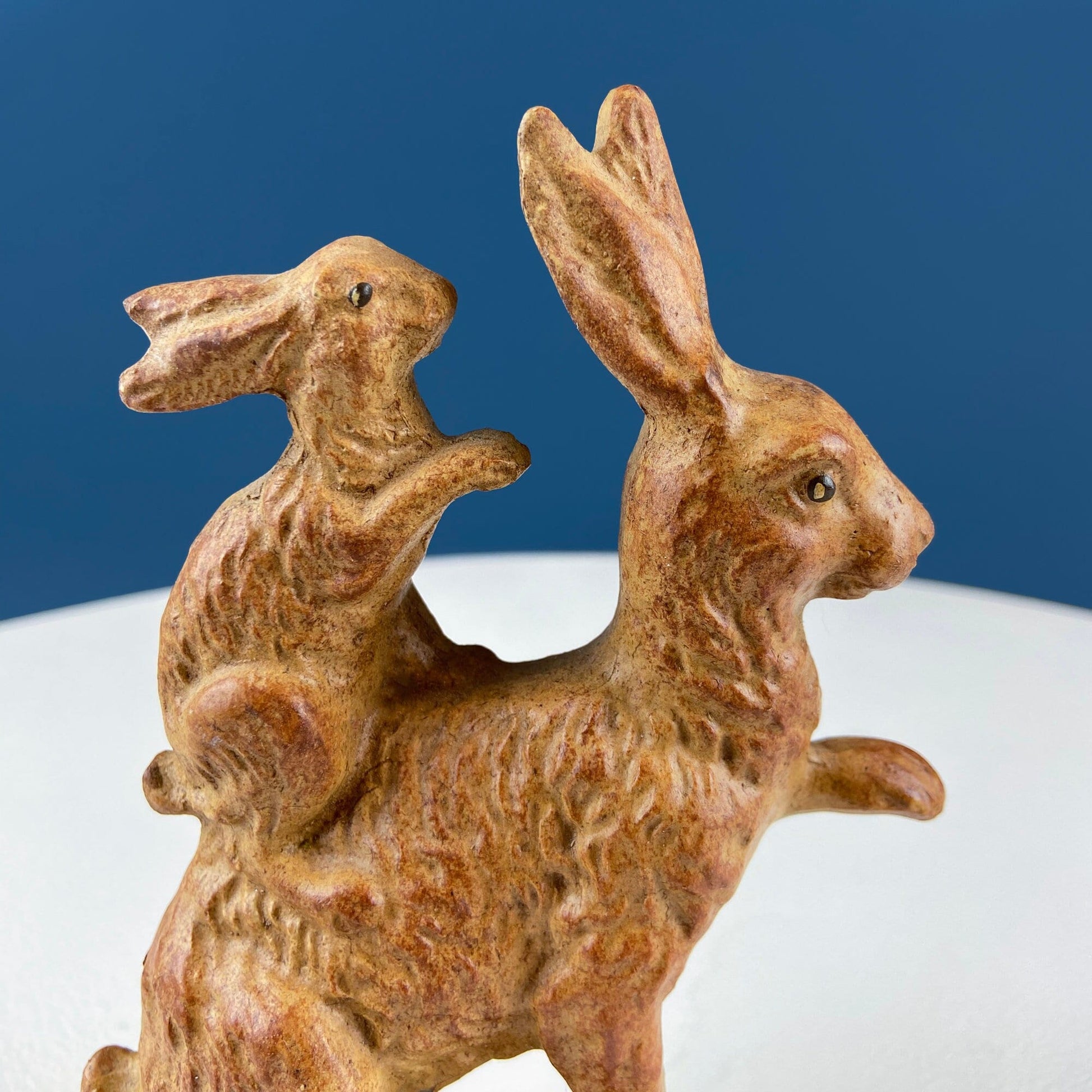 Brown Mom Bunny Figurine Carrying Baby Rabbit on her Back. Cute Rustic Ceramic Easter Decor. Spring Celebration. Modern Farmhouse. - Tampa Home & Garden Store