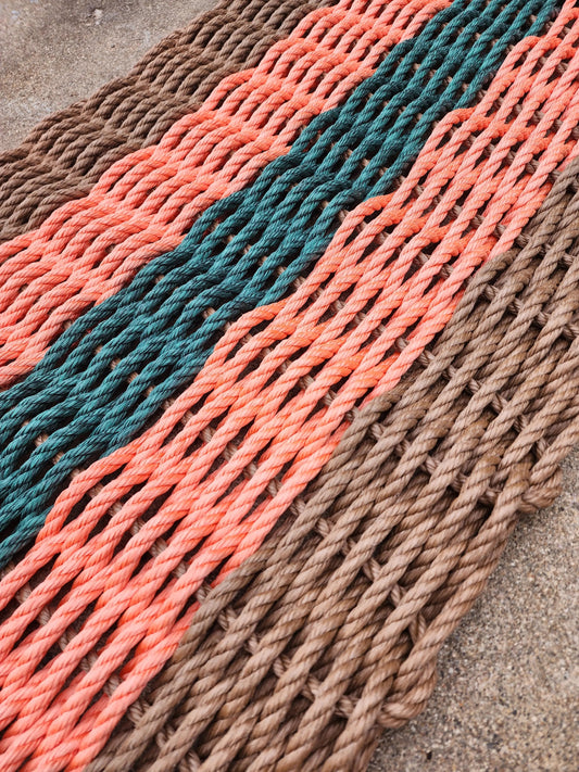 Brown, Orange, and Hunter Green Lobster Rope Door Mat - Tampa Home & Garden Store
