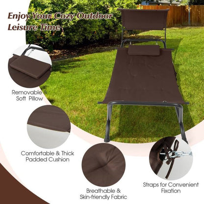 Brown Outdoor Hammock Style Chaise Lounge Chair Cot with Canopy and Storage Bag - Tampa Home & Garden Store
