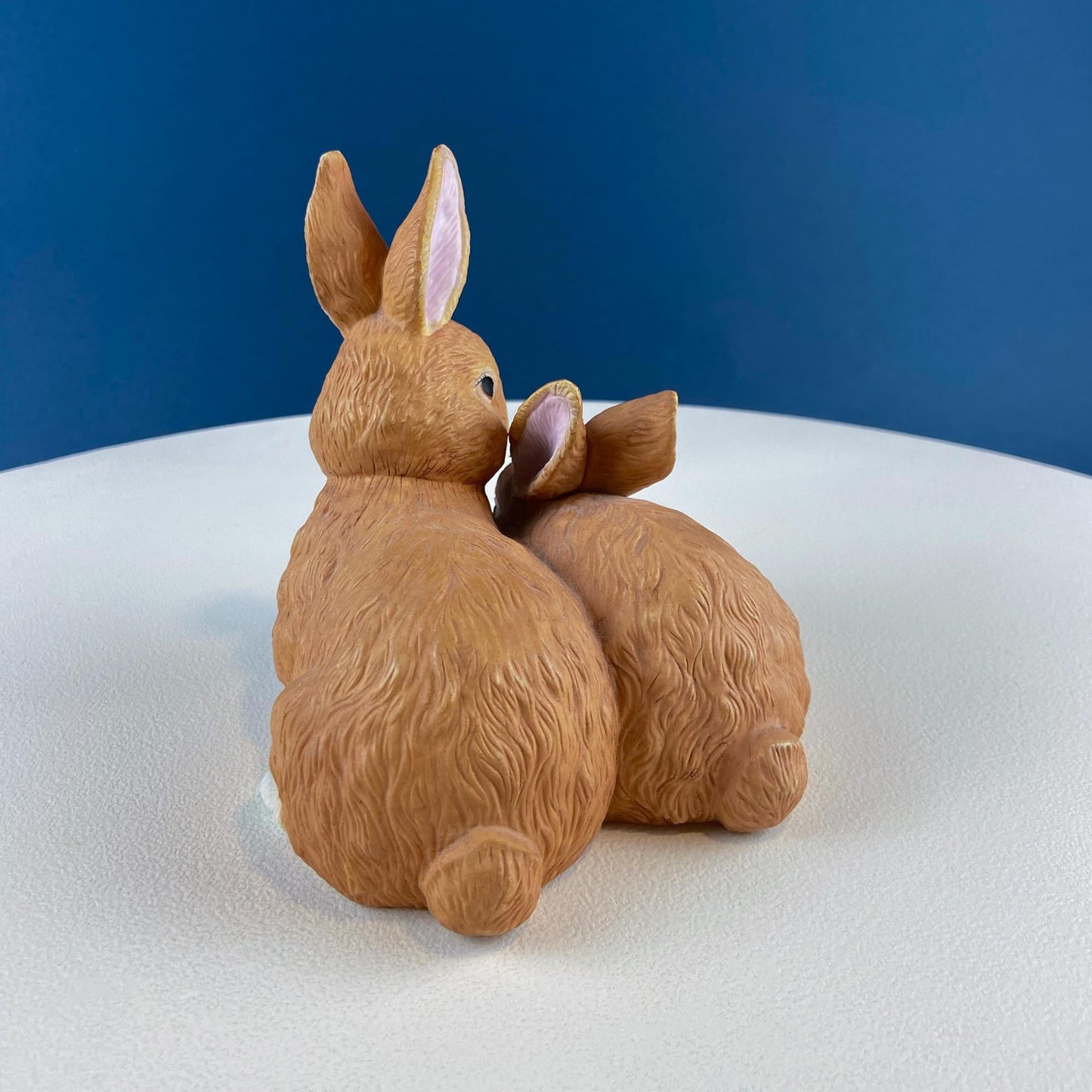 Brown Porcelain Figurine of 2 Snuggling Bunnies. Cute Hand Painted Rabbits Statuette. Gift for Him Her Bunny Collector Kids. Easter Display - Tampa Home & Garden Store
