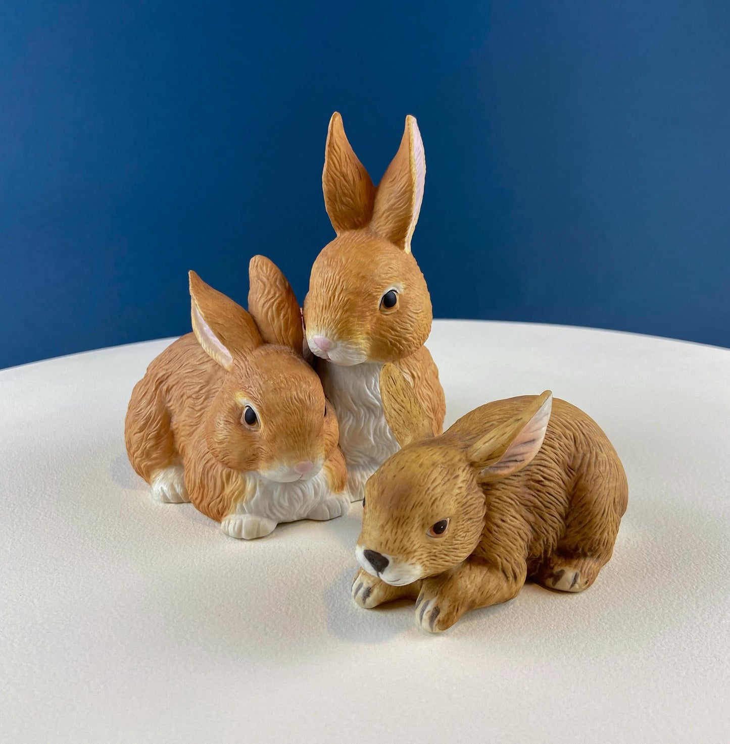 Brown Porcelain Figurine of 2 Snuggling Bunnies. Cute Hand Painted Rabbits Statuette. Gift for Him Her Bunny Collector Kids. Easter Display - Tampa Home & Garden Store
