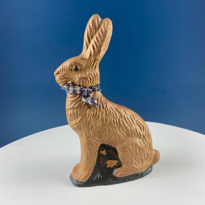 Brown Rustic Bunny Rabbit Figurine with Plead Bow. Hand-Painted Easter Display. Spring Celebration. Modern Farmhouse. Dining Room Decor. - Tampa Home & Garden Store