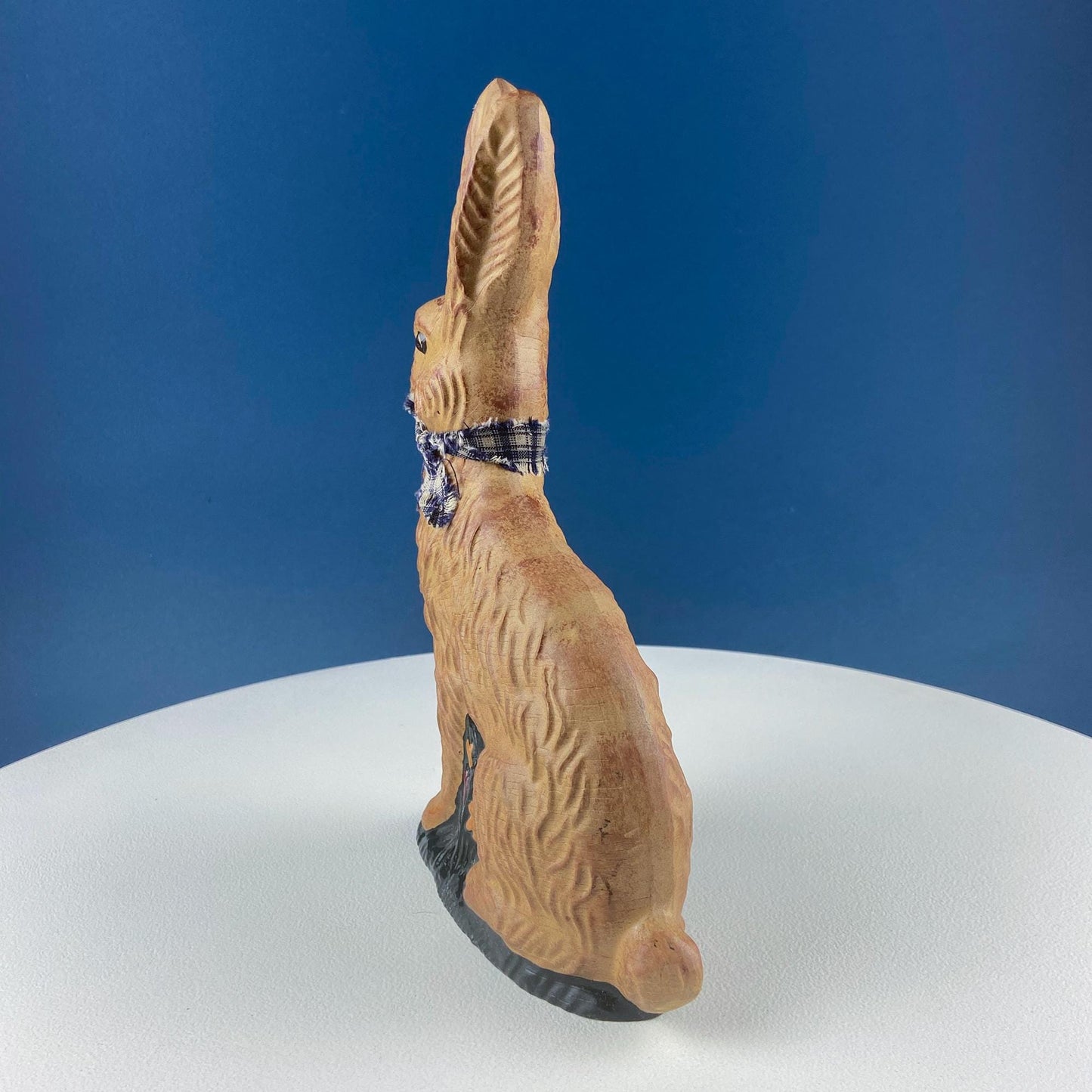 Brown Rustic Bunny Rabbit Figurine with Plead Bow. Hand-Painted Easter Display. Spring Celebration. Modern Farmhouse. Dining Room Decor. - Tampa Home & Garden Store