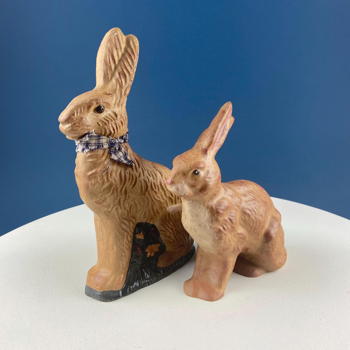 Brown Rustic Bunny Rabbit Figurine with Plead Bow. Hand-Painted Easter Display. Spring Celebration. Modern Farmhouse. Dining Room Decor. - Tampa Home & Garden Store