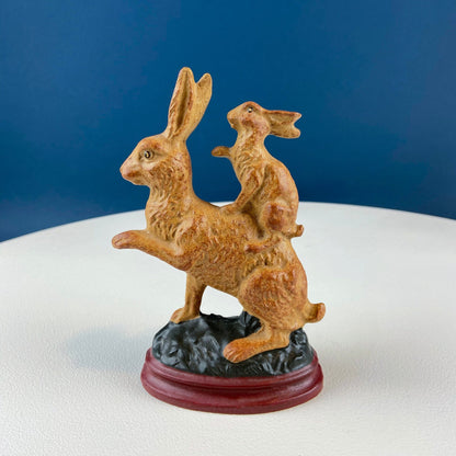Brown Rustic Bunny Rabbit Figurine with Plead Bow. Hand-Painted Easter Display. Spring Celebration. Modern Farmhouse. Dining Room Decor. - Tampa Home & Garden Store