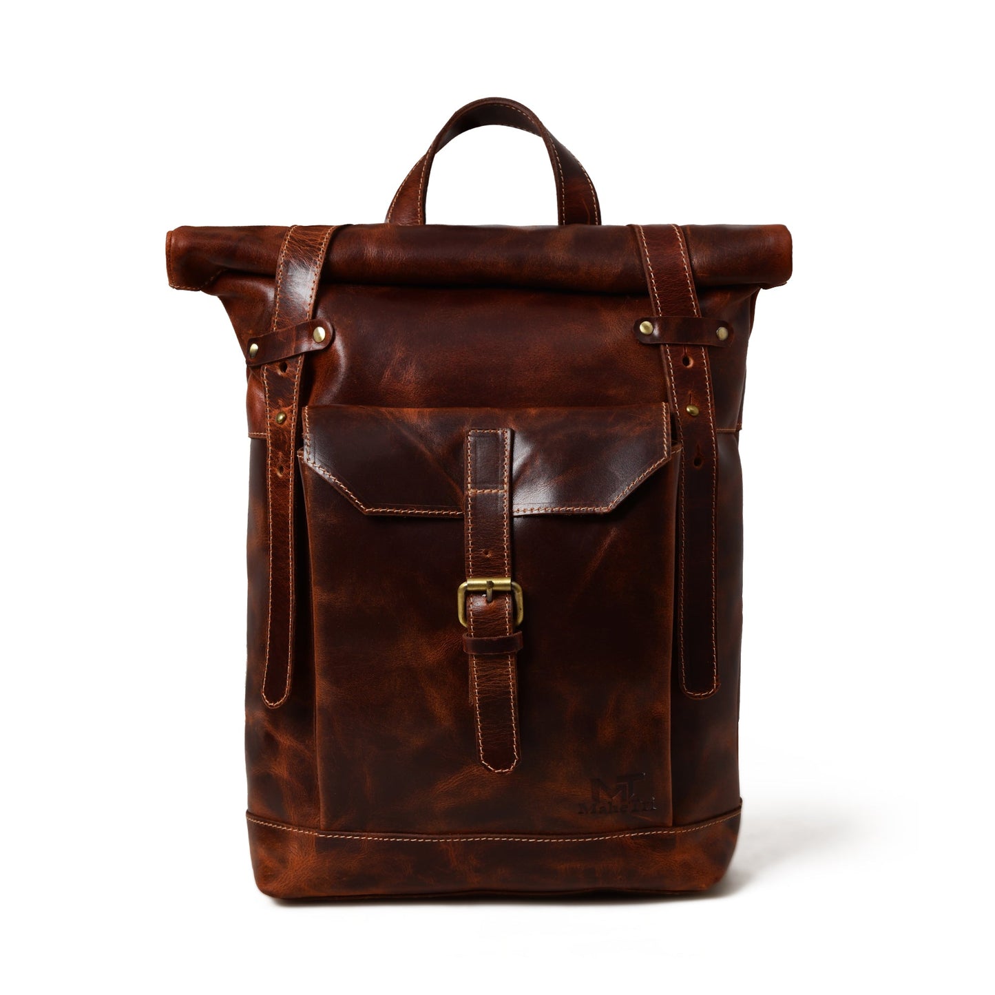 Brown Saddleback Backpack- Roll Top - Tampa Home & Garden Store