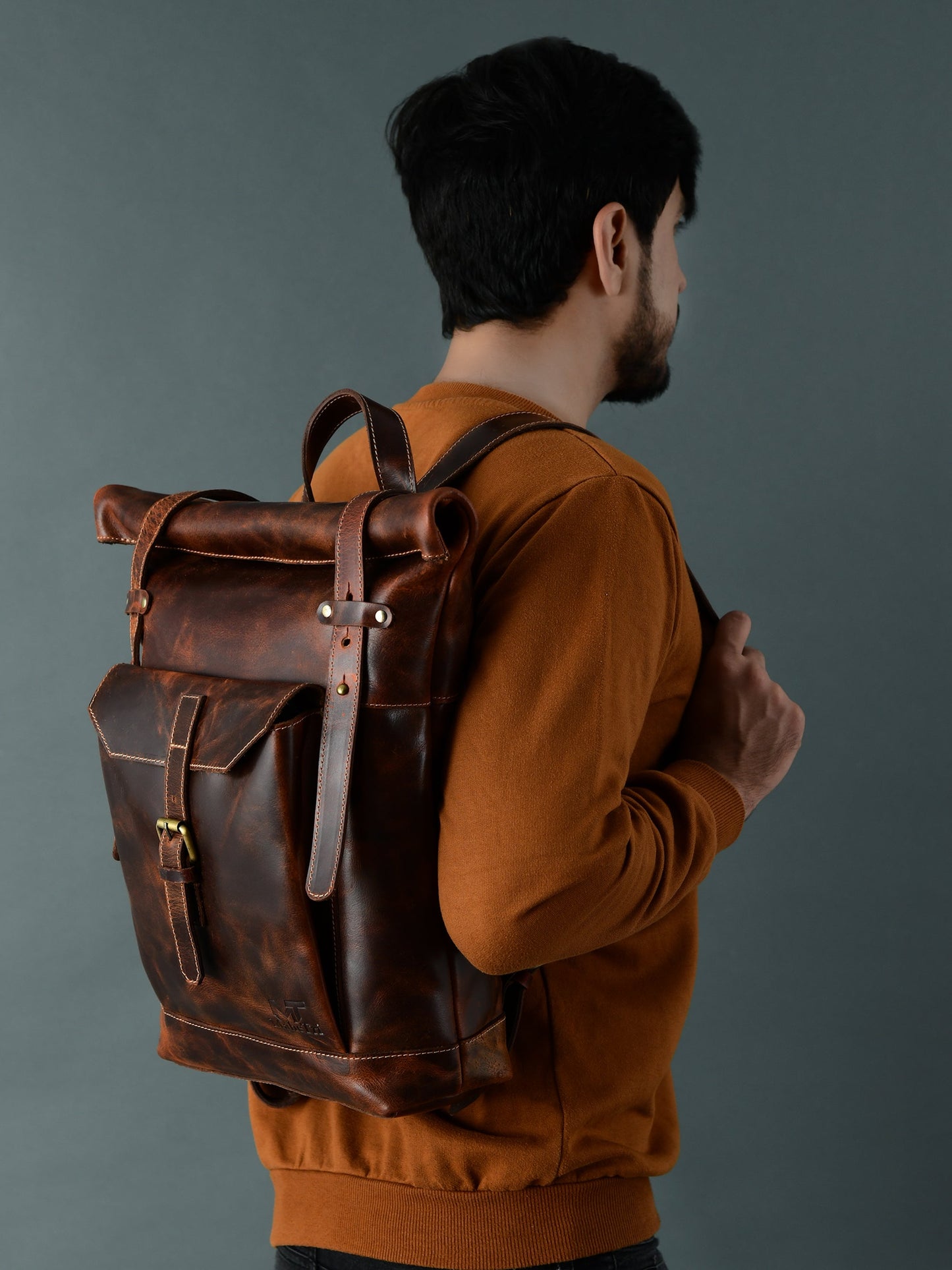 Brown Saddleback Backpack- Roll Top - Tampa Home & Garden Store