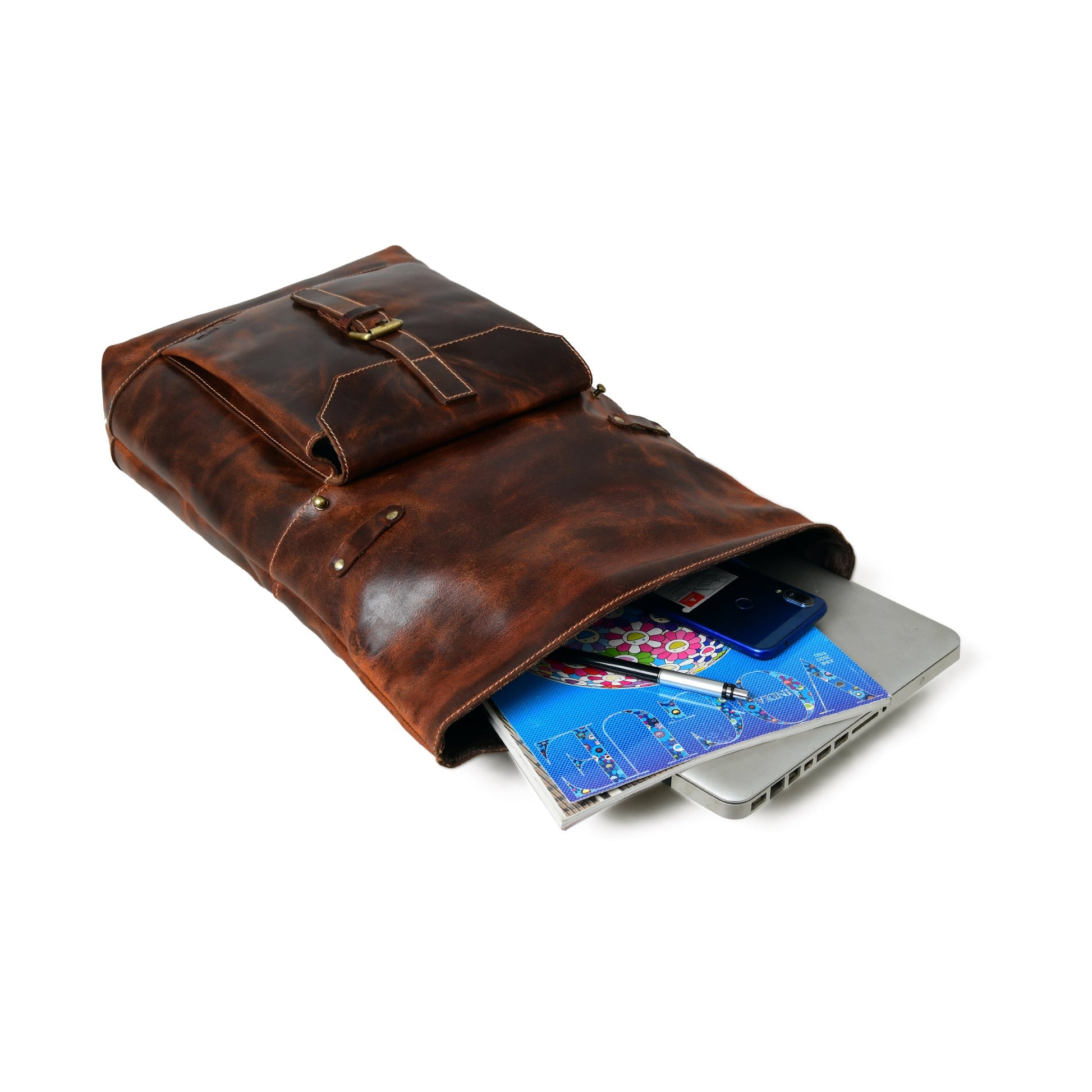 Brown Saddleback Backpack- Roll Top - Tampa Home & Garden Store