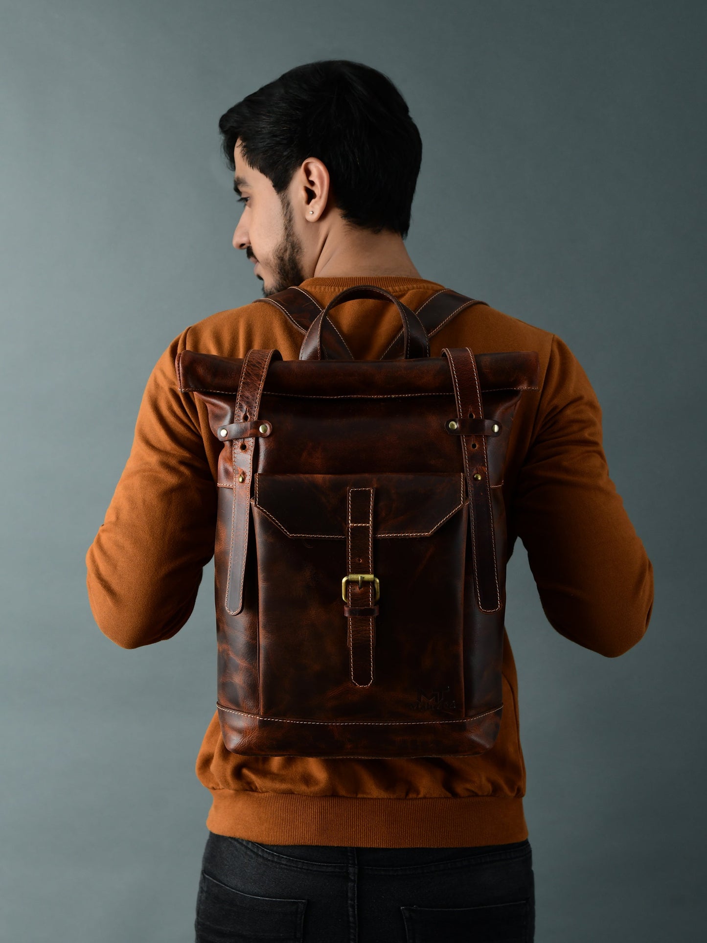 Brown Saddleback Backpack- Roll Top - Tampa Home & Garden Store