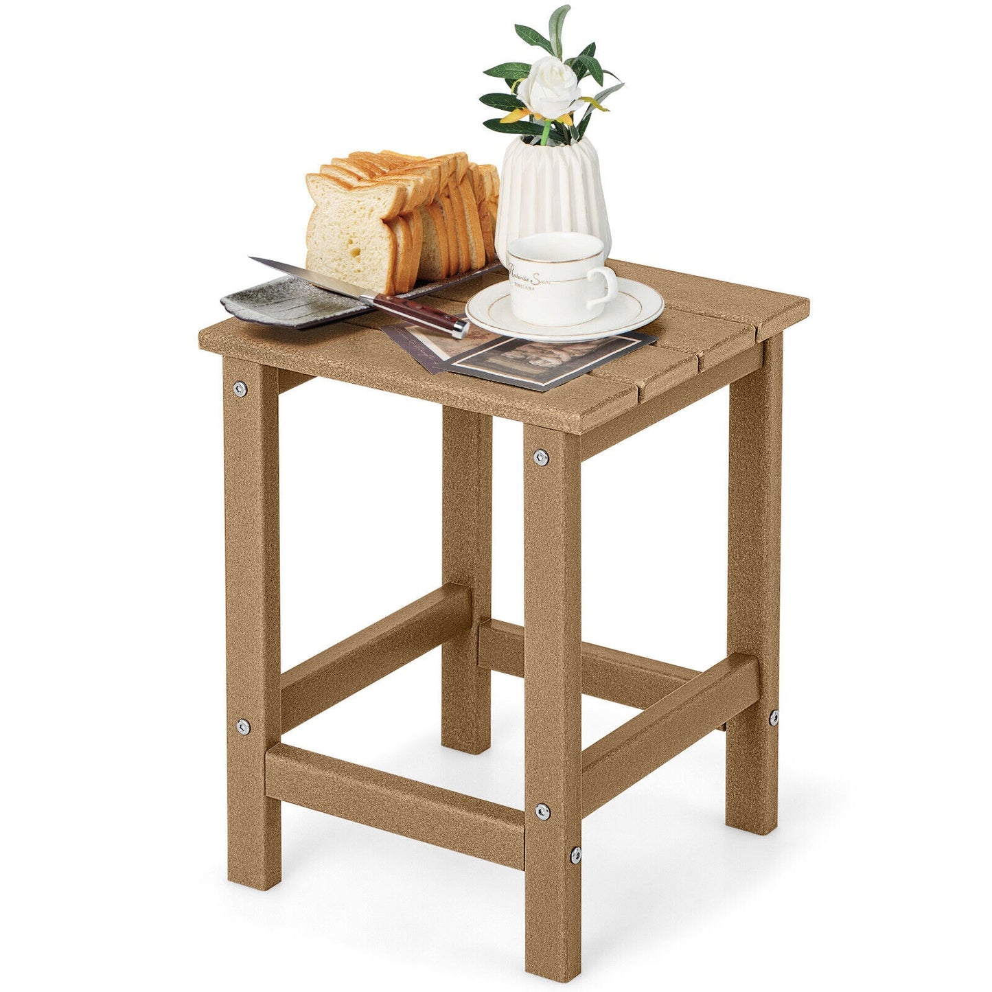 14 Inch Square Weather-Resistant Adirondack Side Table-Black
