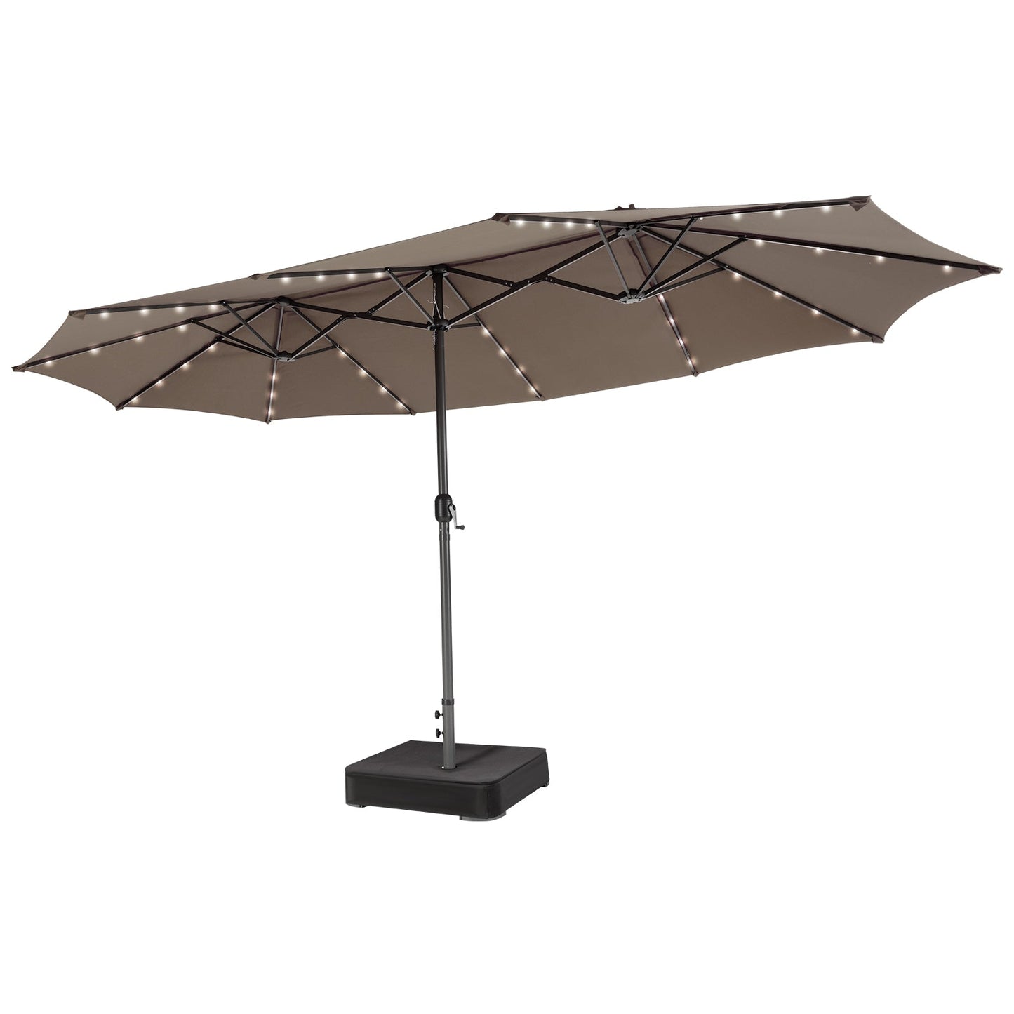 Sombrilla de patio de doble cara de 15 pies con 48 luces LED - Beige
