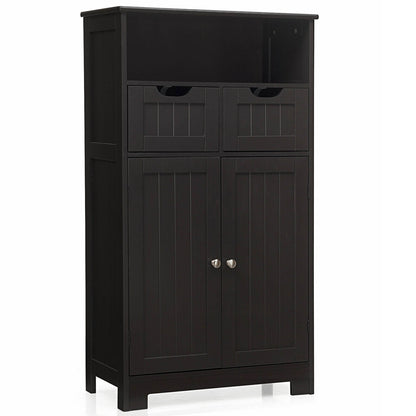 Bathroom Wooden Side Cabinet  with 2 Drawers and 2 Doors-Gray