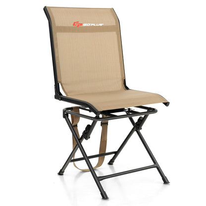 All-weather foldable outdoor chair GemGear with tan fabric and iron frame, 360° swivel on Tampa Home & Garden Store