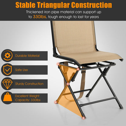 GemGear all-weather outdoor foldable 360° swivel chair with iron frame beige fabric seat on Tampa Home & Garden Store