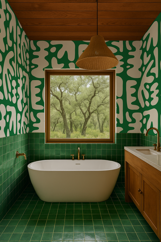 Bubbly Wallpaper, green & off-white - Tampa Home & Garden Store