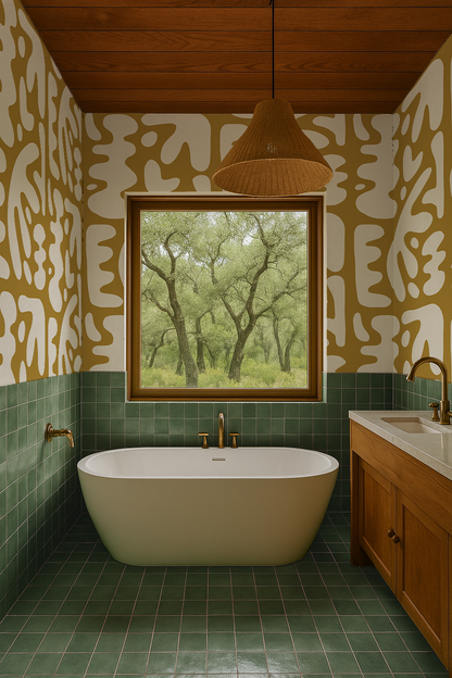 Bubbly Wallpaper, mustard - Tampa Home & Garden Store
