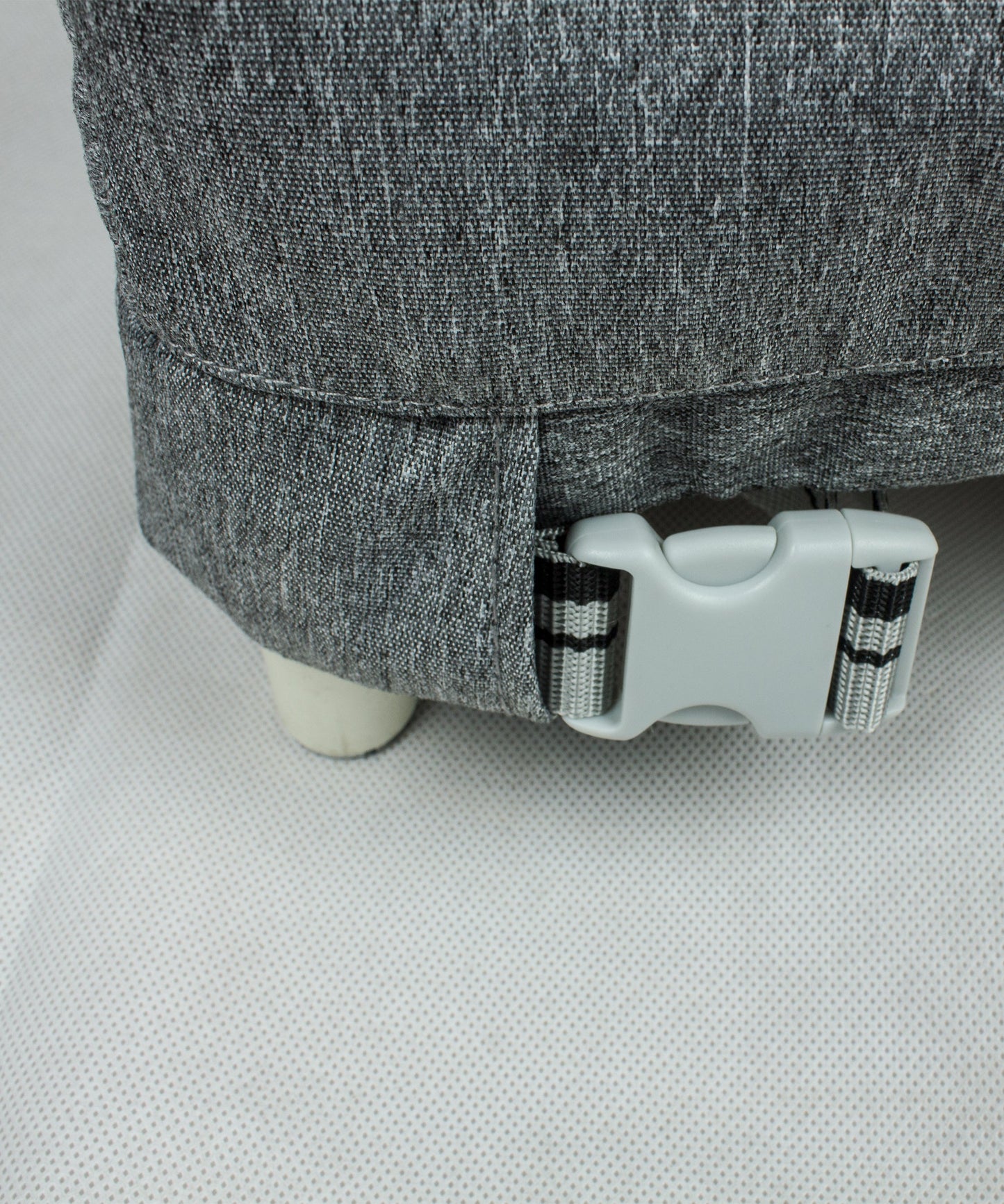 Small chair cover in gray textured fabric with buckle strap for outdoor patio furniture on Tampa Home & Garden Store