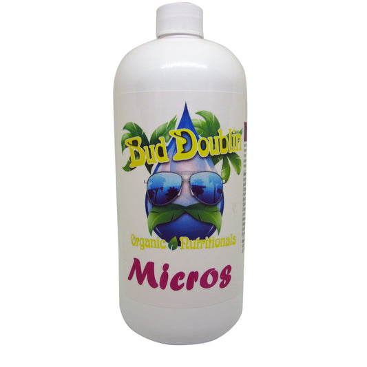Bud Doublin Micros fertilizer bottle by GS Plant Foods, white plastic container on Tampa Home & Garden Store
