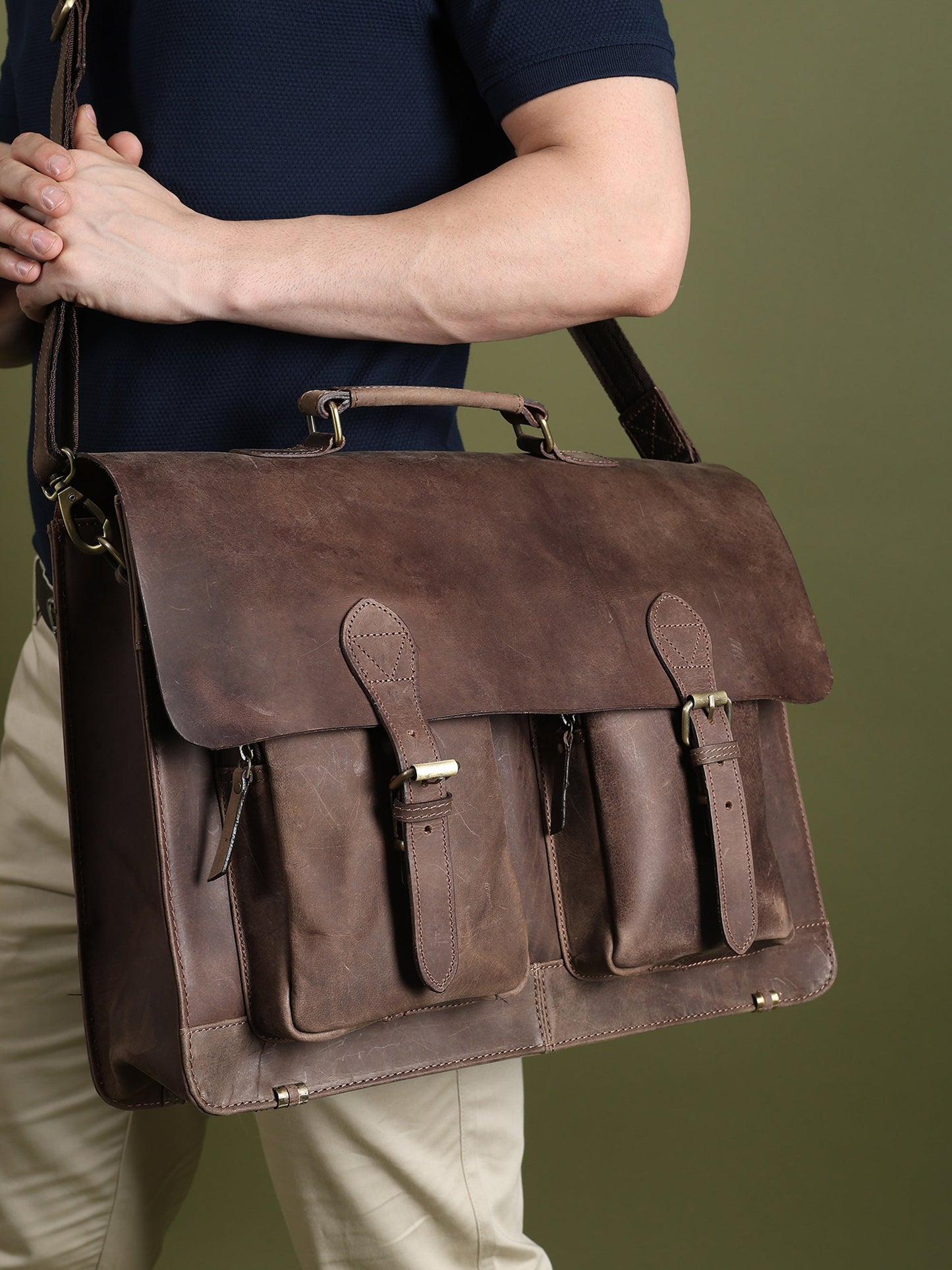Buffalo Leather Messenger Bag - Tampa Home & Garden Store