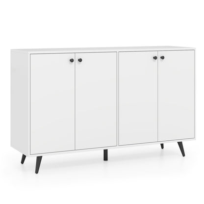 Aparador Buffet de Almacenamiento Mid-Century Moderno con Estantes Ajustables-Marrón Rústico
