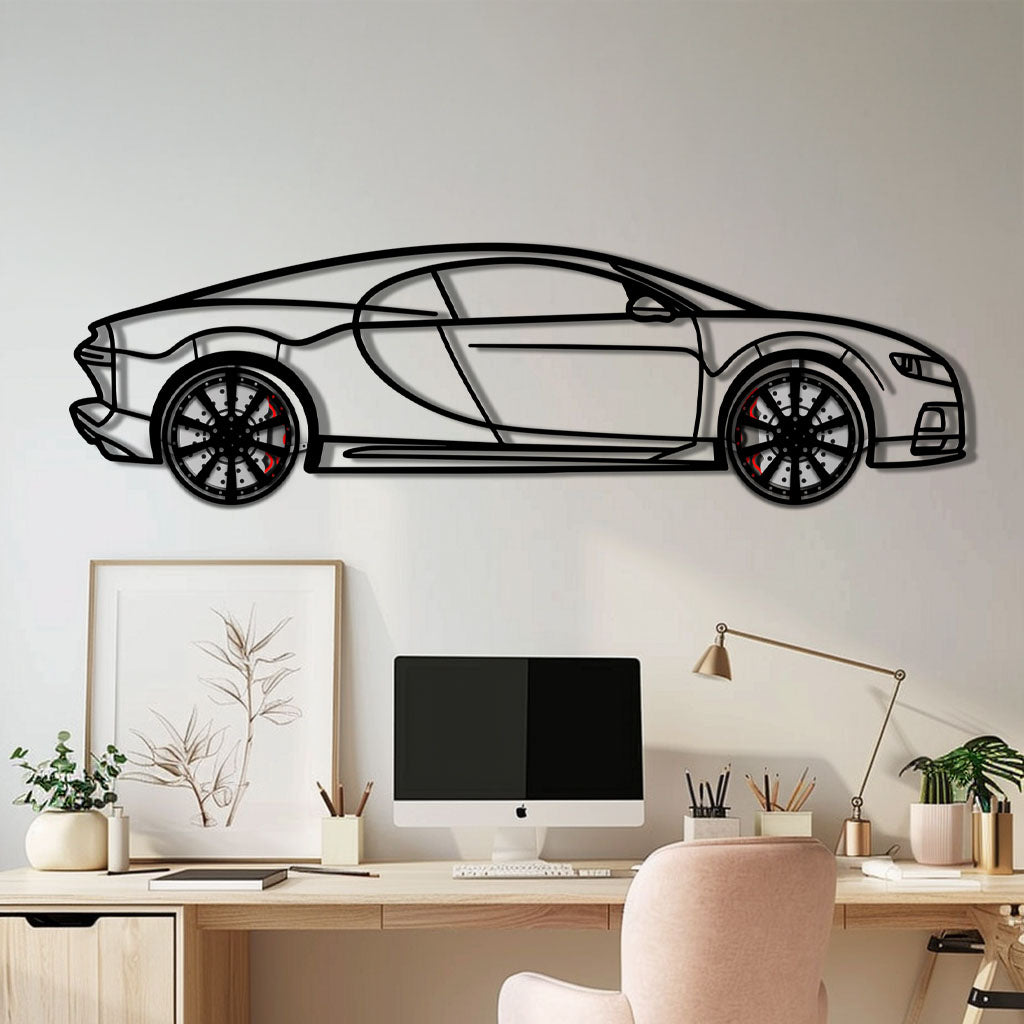 Bugatti Chiron Metal Car Wall Art with Rotating Wheels - Ultimate Hypercar Silhouette Decor - Interactive Automotive Wall Art - KAFMEKA116 - Tampa Home & Garden Store