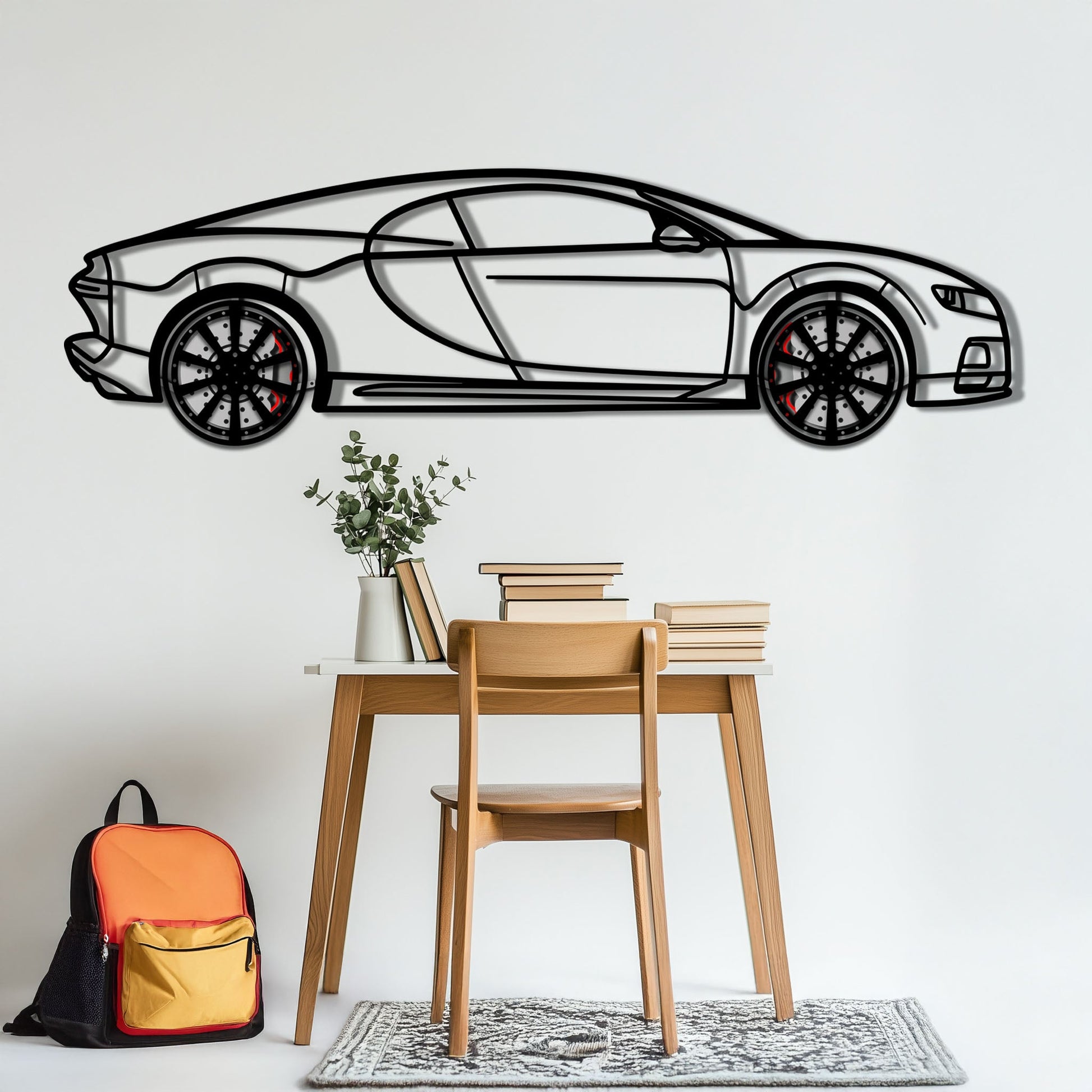 Bugatti Chiron Metal Car Wall Art with Rotating Wheels - Ultimate Hypercar Silhouette Decor - Interactive Automotive Wall Art - KAFMEKA116 - Tampa Home & Garden Store