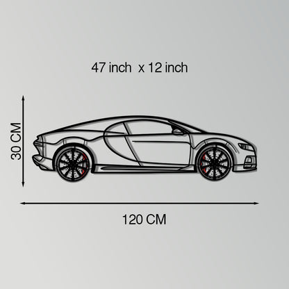 Bugatti Chiron Metal Car Wall Art with Rotating Wheels - Ultimate Hypercar Silhouette Decor - Interactive Automotive Wall Art - KAFMEKA116 - Tampa Home & Garden Store