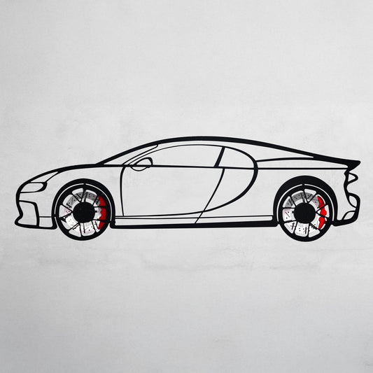 Bugatti Wall Art – Luxury Steel Silhouette with Spinning Wheels-KAFMEKA018 - Tampa Home & Garden Store