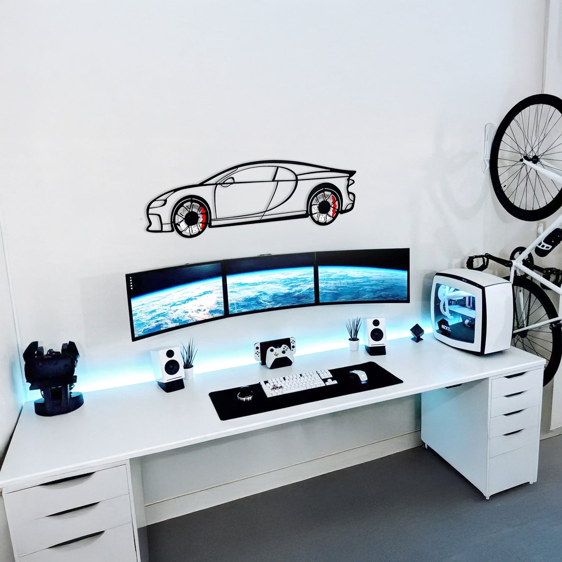 Bugatti Wall Art – Luxury Steel Silhouette with Spinning Wheels-KAFMEKA018 - Tampa Home & Garden Store