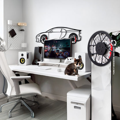 Bugatti Wall Art – Luxury Steel Silhouette with Spinning Wheels-KAFMEKA018 - Tampa Home & Garden Store