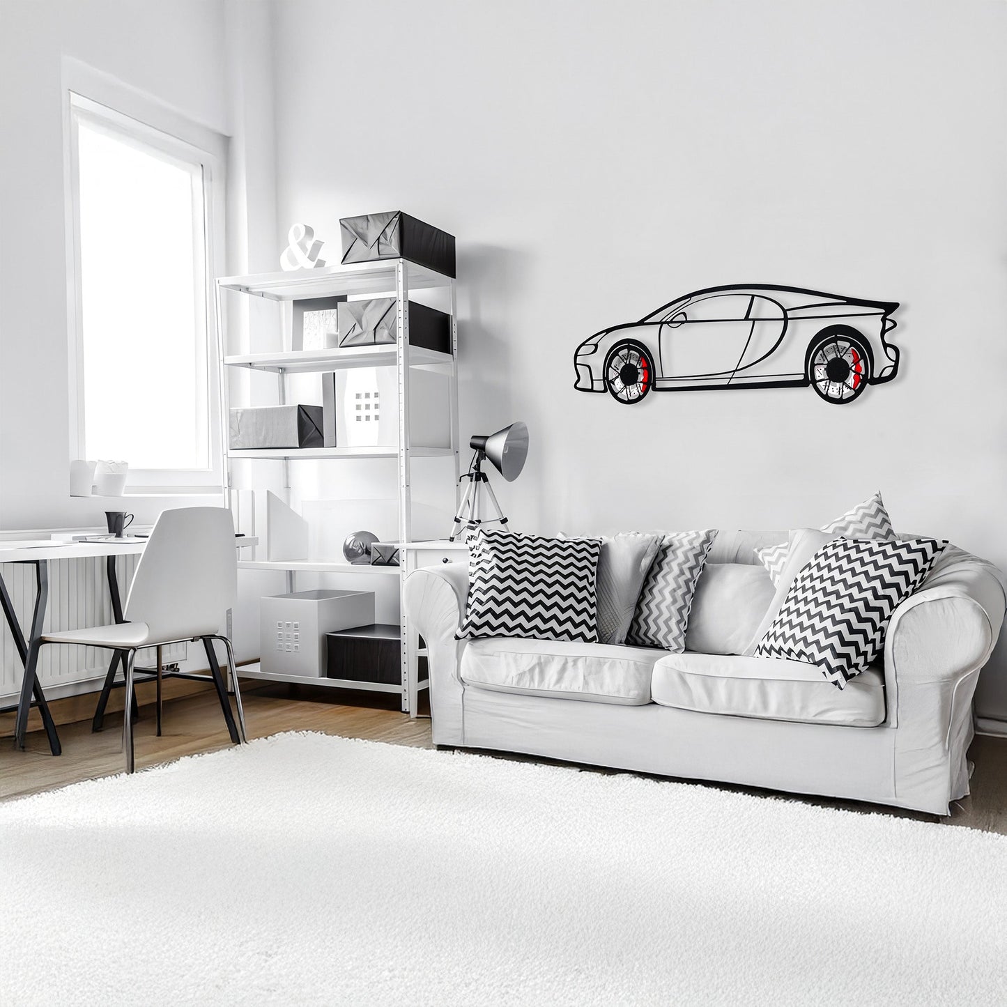 Bugatti Wall Art – Luxury Steel Silhouette with Spinning Wheels-KAFMEKA018 - Tampa Home & Garden Store