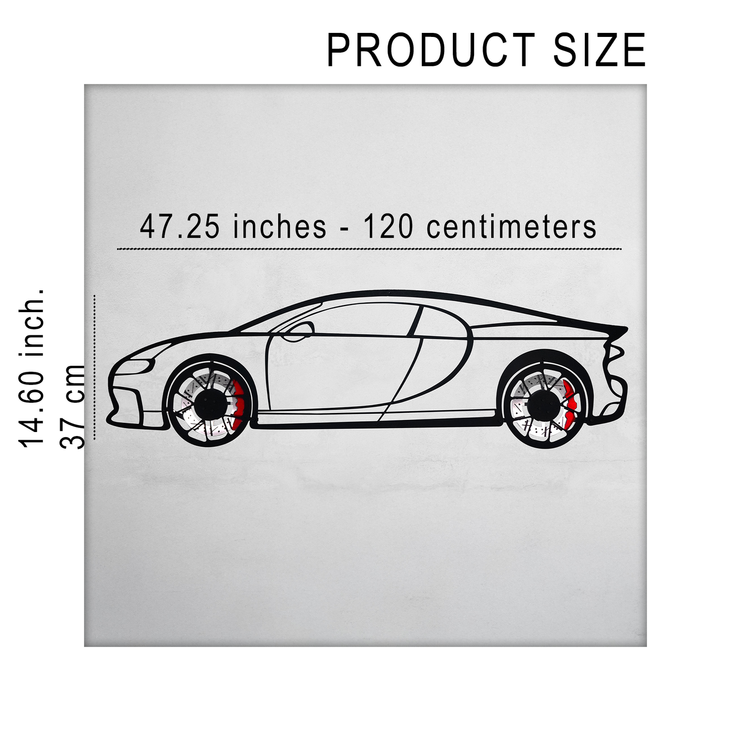 Bugatti Wall Art – Luxury Steel Silhouette with Spinning Wheels-KAFMEKA018 - Tampa Home & Garden Store