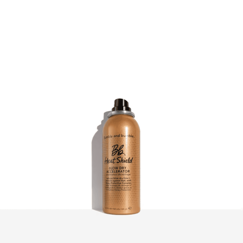 Bumble and Bumble Heat Shield Blow Dry Accelerator 4.2 oz bottle, metallic copper-gold finish on Tampa Home & Garden Store