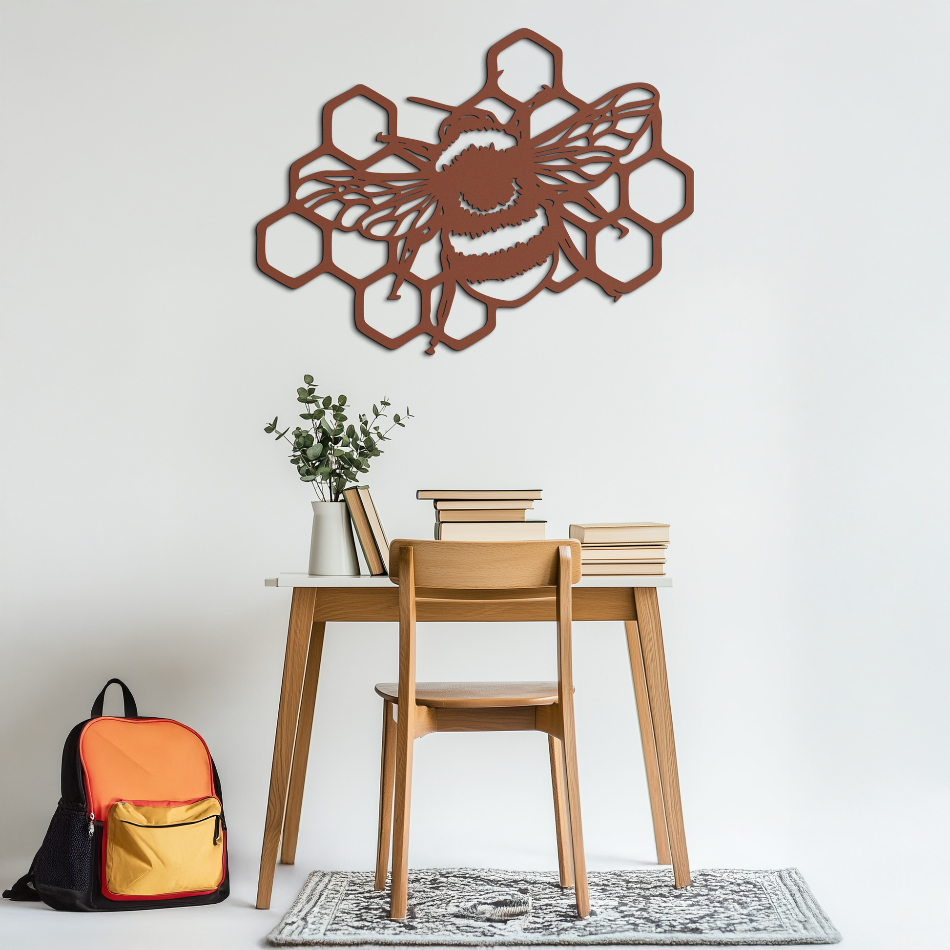 Bumblebee and Honeycomb Silhouette Metal Wall Art – Nature-Inspired Black Bee Decor- KAF545 - Tampa Home & Garden Store