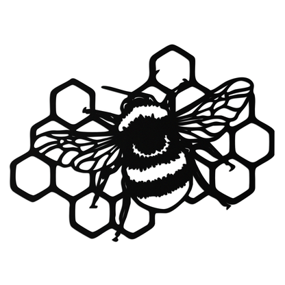 Bumblebee and Honeycomb Silhouette Metal Wall Art – Nature-Inspired Black Bee Decor- KAF545 - Tampa Home & Garden Store