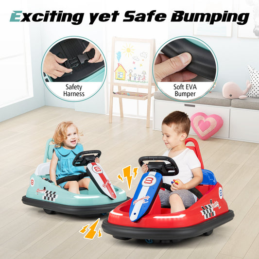 6V kids Ride-on Bumper Car with 360° Spinning and Dual Motors-Green - Tampa Home & Garden Store