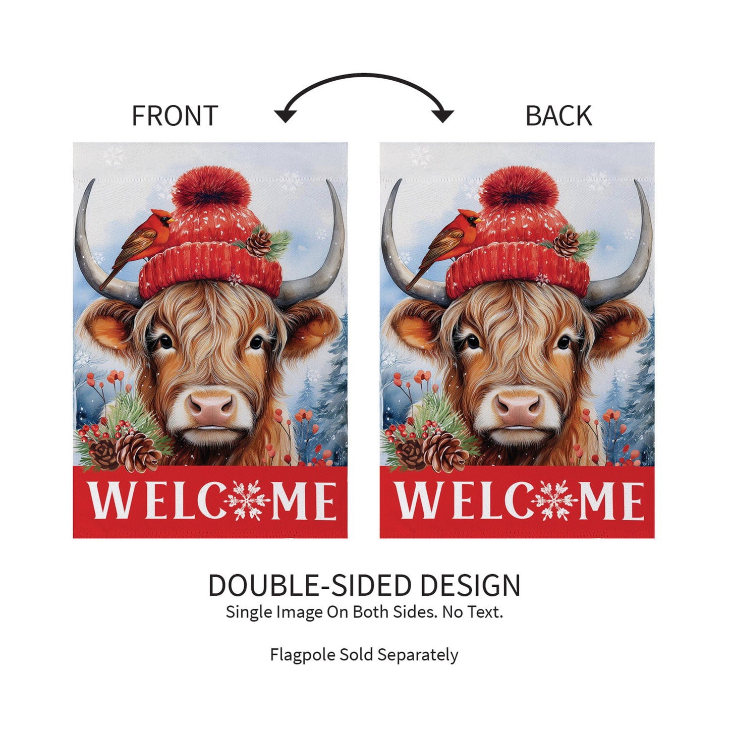Bundled Up Highland Cow Suede Garden Flag - Tampa Home & Garden Store
